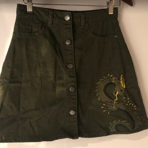kaki dragon skirt
